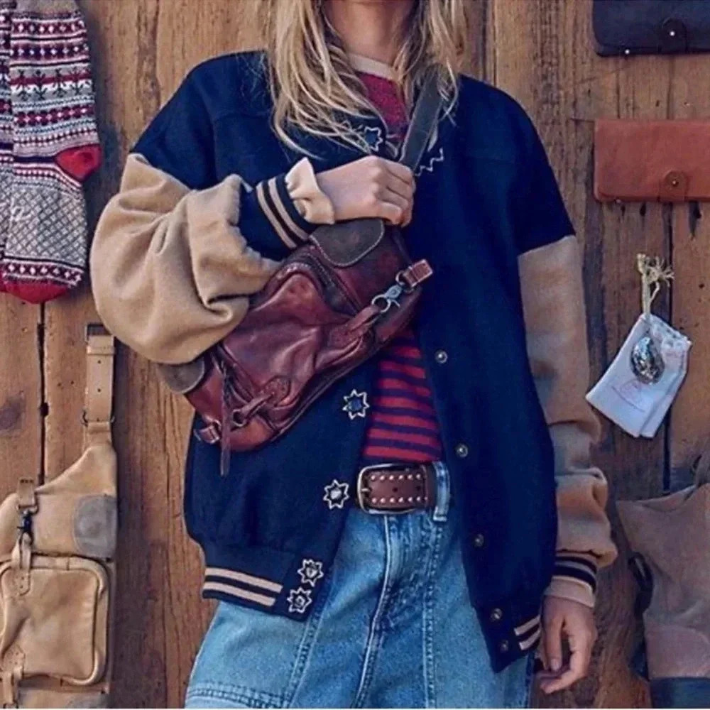 NWT Free People Home Run Varsity Bomber Jacket - Picture 3 of 16